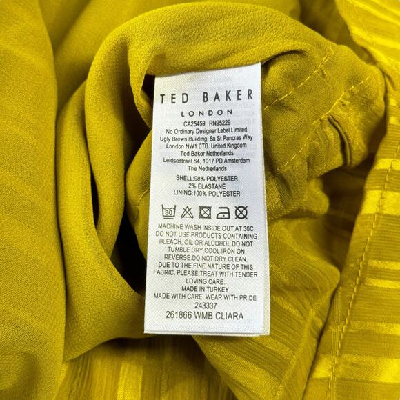 Ted Baker Women’s Cliara Blouse Size 1 US 4 Drawstring Waist Halter Tops Yellow - Picture 9 of 12